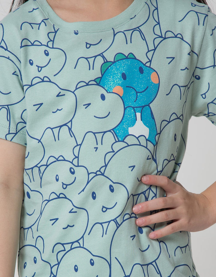 Little M Dino Three Kaos Anak Perempuan