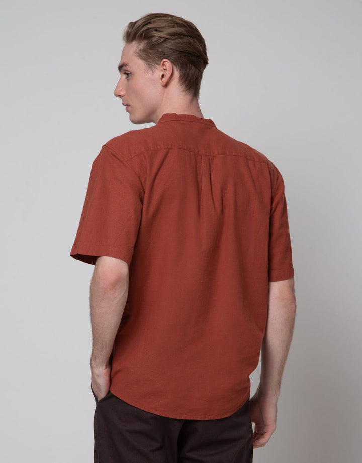 Details Short Sleeve Shirt Solid Linen Half Plackat