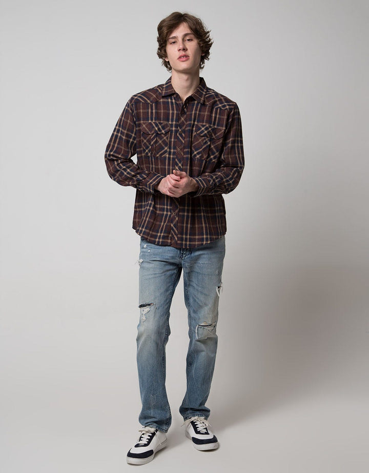 Details Yarndyed Flannel Kemeja Pria