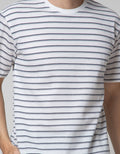 Details Short Sleeve T-Shirt Round Neck Texture Stripes