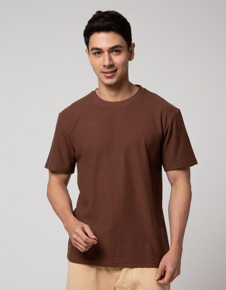 Details Short Sleeve T-Shirt R Neck Waffle Solid