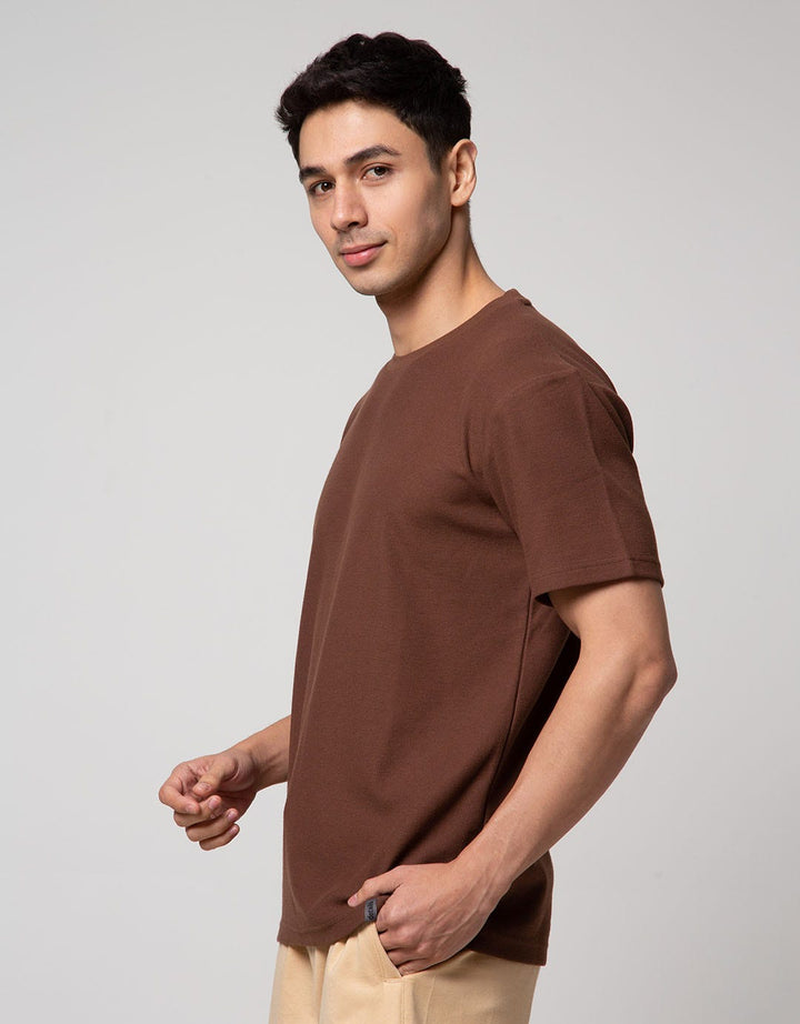 Details Short Sleeve T-Shirt R Neck Waffle Solid