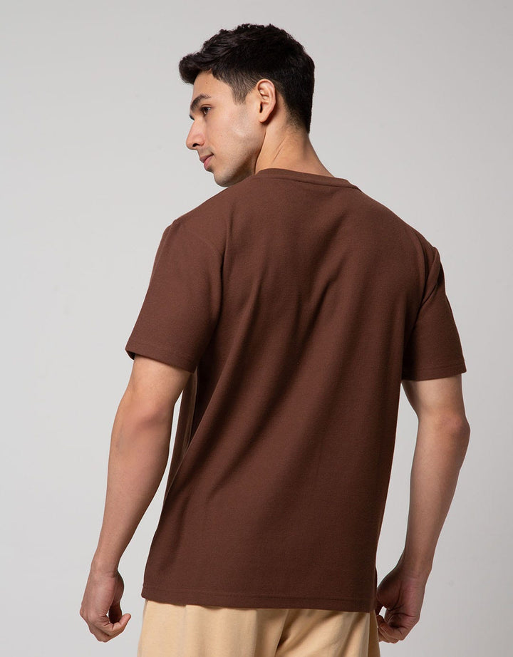 Details Short Sleeve T-Shirt R Neck Waffle Solid