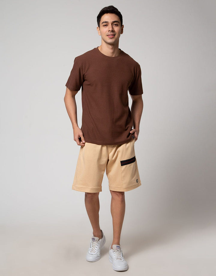 Details Short Sleeve T-Shirt R Neck Waffle Solid