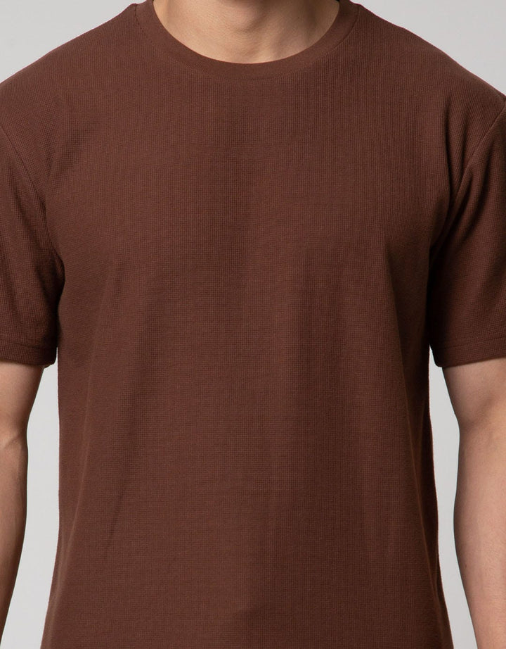Details Short Sleeve T-Shirt R Neck Waffle Solid