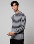 Details Sweatshirt Jumper Long Sleeve R Neck Texture Stripe