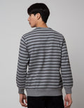Details Sweatshirt Jumper Long Sleeve R Neck Texture Stripe