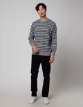 Details Sweatshirt Jumper Long Sleeve R Neck Texture Stripe