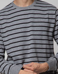Details Sweatshirt Jumper Long Sleeve R Neck Texture Stripe