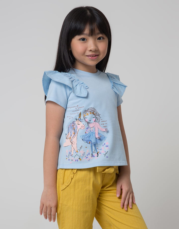 Little M Short Sleeve T-Shirt Ruffle Print Ruffle Unicorn