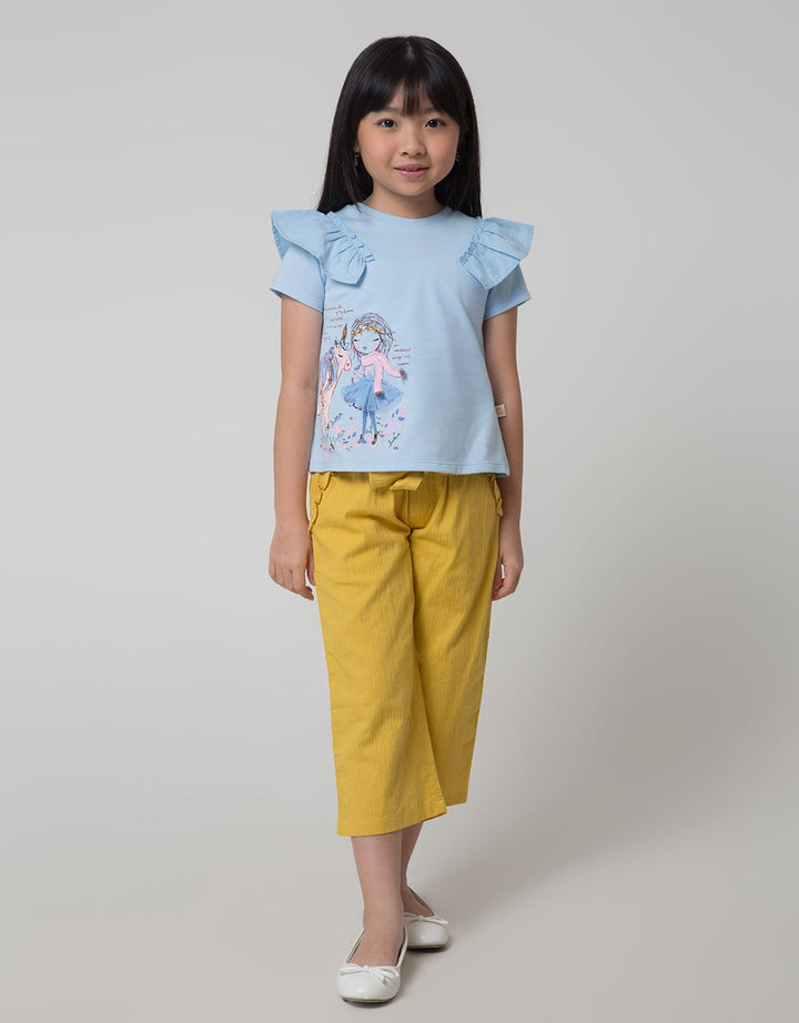 Little M Short Sleeve T-Shirt Ruffle Print Ruffle Unicorn