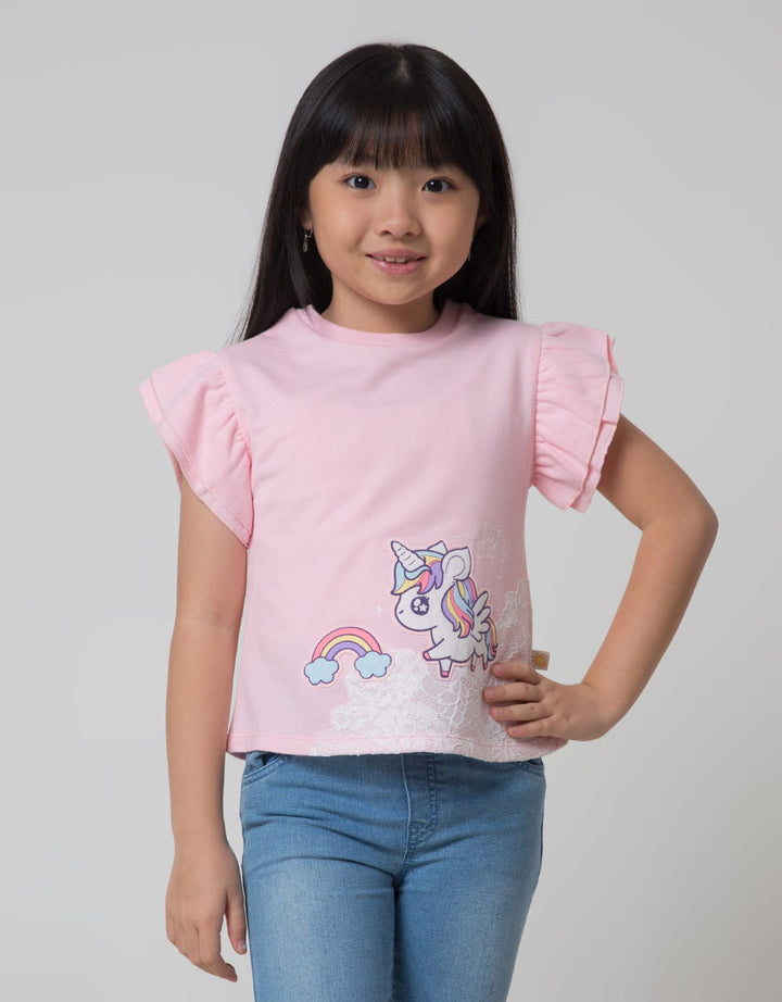 Little M Short Sleeve T-Shirt Lengan Double Ruffle