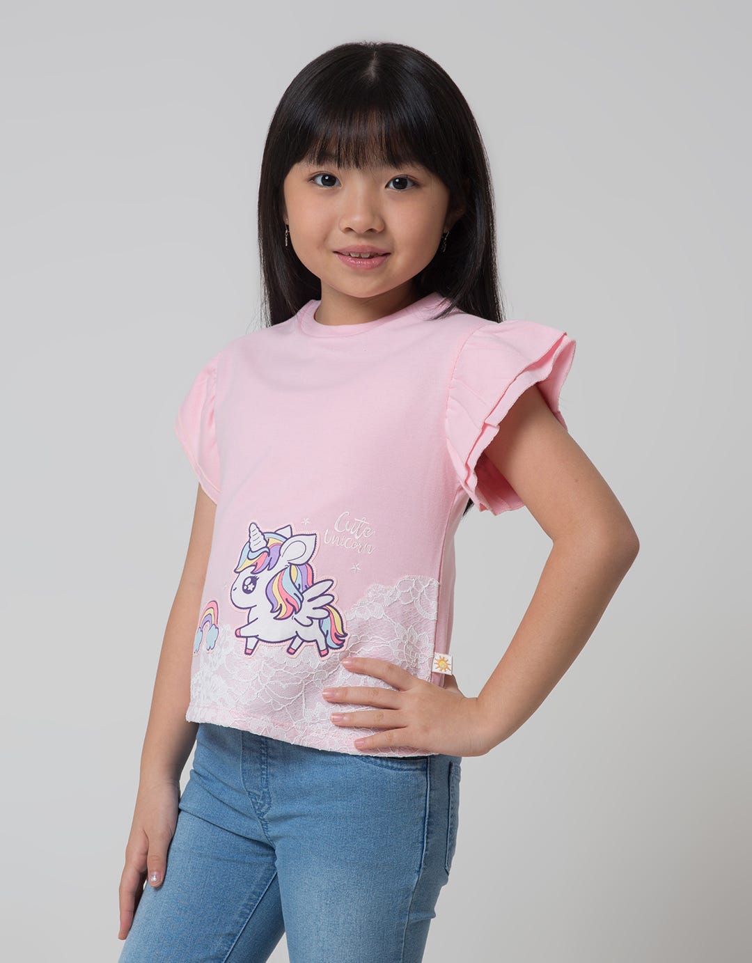 Little M Short Sleeve T-Shirt Lengan Double Ruffle