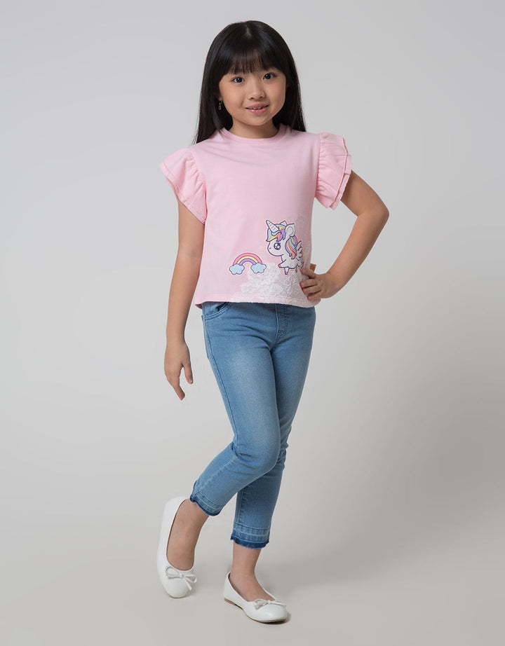 Little M Short Sleeve T-Shirt Lengan Double Ruffle