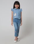 Little M Short Sleeve Blouse Chambray Unicorn Ikat Bawah