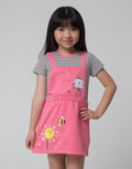 Little M Short Sleeve Midi Dress Overall Stripe Kancing