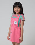 Little M Short Sleeve Midi Dress Overall Stripe Kancing