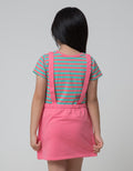 Little M Short Sleeve Midi Dress Overall Stripe Kancing