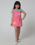 Little M Short Sleeve Midi Dress Overall Stripe Kancing