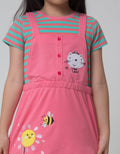 Little M Short Sleeve Midi Dress Overall Stripe Kancing