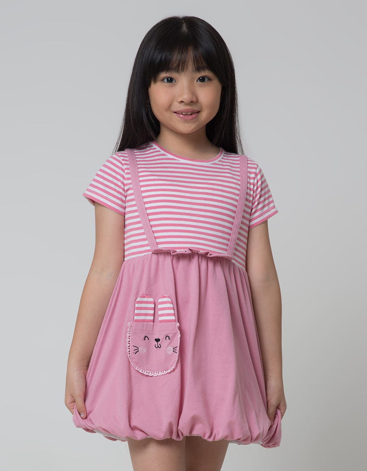 Little M Short Sleeve Midi Dress Overall Kantong Bunny