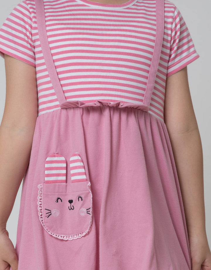 Little M Short Sleeve Midi Dress Overall Kantong Bunny