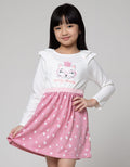 Little M Short Sleeve Midi Dress Ballon Sleeves Collar Full Heart Print