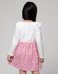 Little M Short Sleeve Midi Dress Ballon Sleeves Collar Full Heart Print