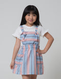 Little M Short Sleeve Midi Dress Overall Woven Stripe