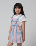Little M Short Sleeve Midi Dress Overall Woven Stripe