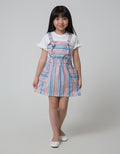 Little M Short Sleeve Midi Dress Overall Woven Stripe