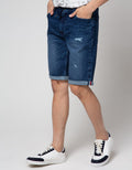 Nevada Slim Fit Ripped Celana Denim Pendek Pria