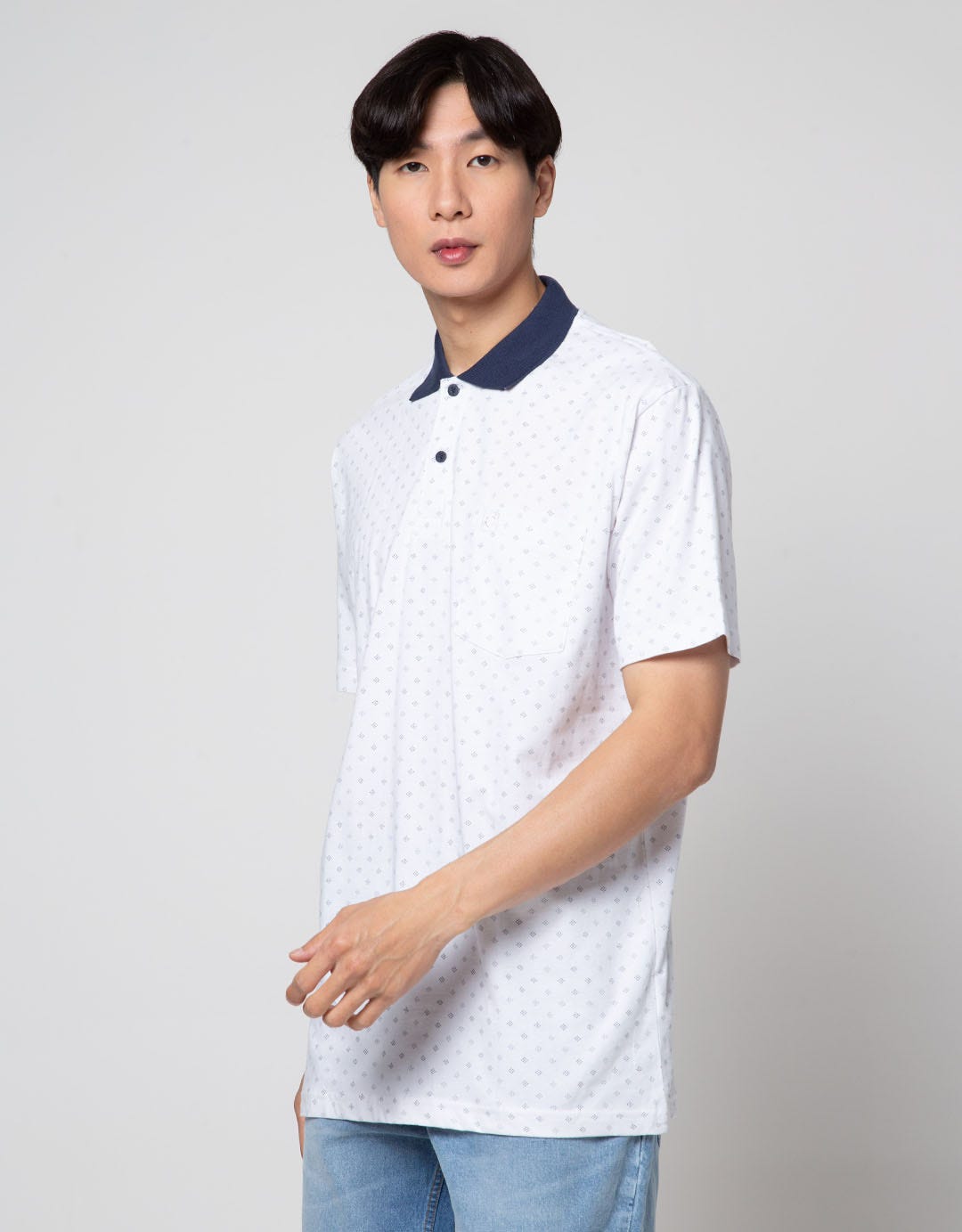 Cole Short Sleeve Polo Shirt With Mini Print Distance Dots