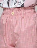 Nevada Long Pants Woven Checks Paperbag Waist