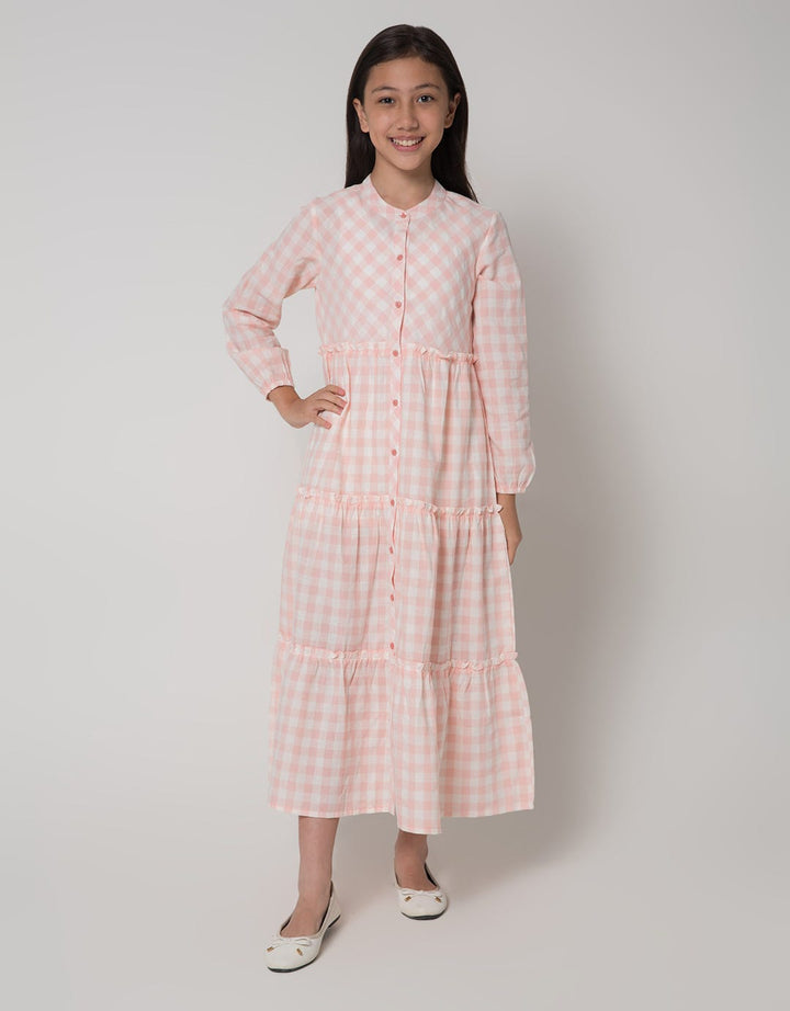 Nevada Tiered Gingham Maxi Dress Anak Perempuan