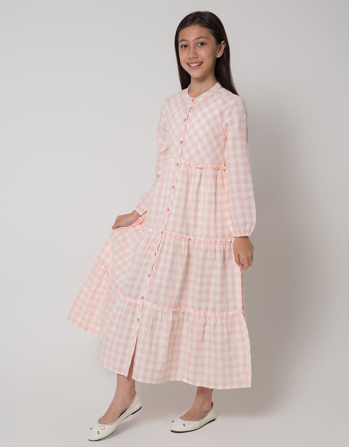 Nevada Tiered Gingham Maxi Dress Anak Perempuan
