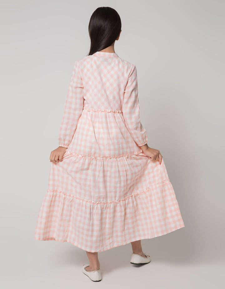 Nevada Tiered Gingham Maxi Dress Anak Perempuan