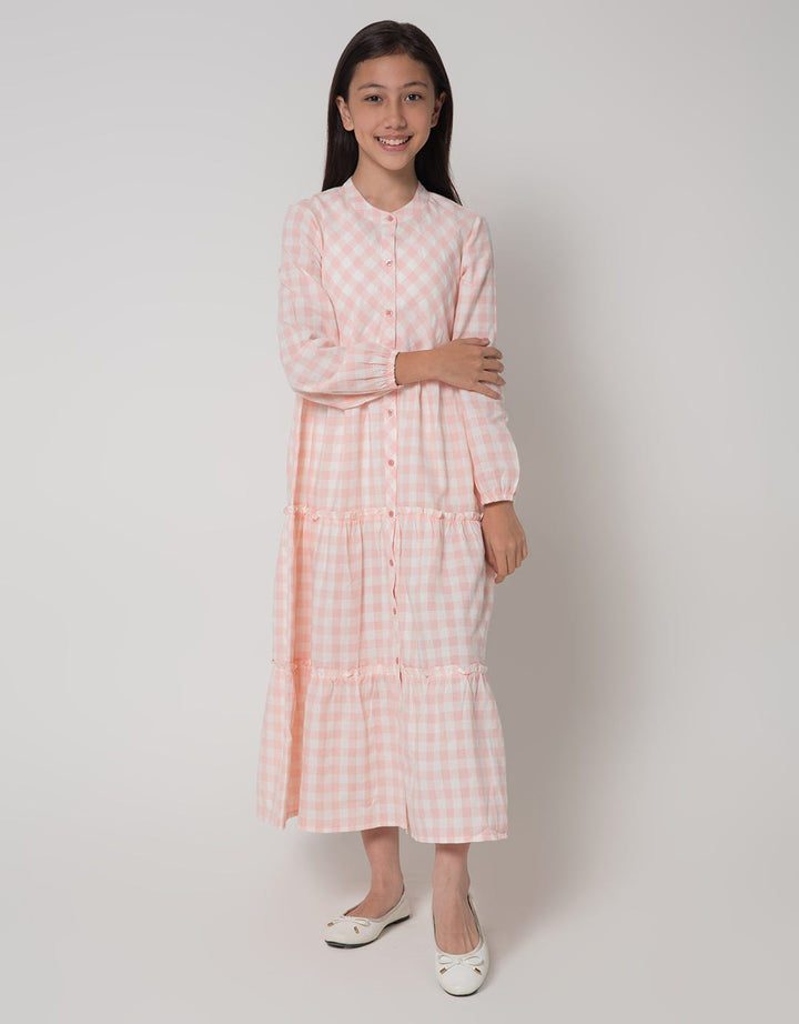 Nevada Tiered Gingham Maxi Dress Anak Perempuan