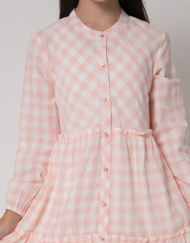 Nevada Tiered Gingham Maxi Dress Anak Perempuan