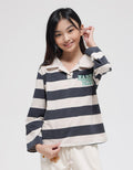 Nevada Long Sleeve Happy Day Stripe Collar T-Shirt