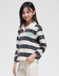 Nevada Long Sleeve Happy Day Stripe Collar T-Shirt