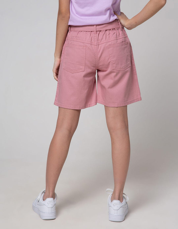 Nevada Short Pants Bermuda Twill Paperbag Waist With Bow