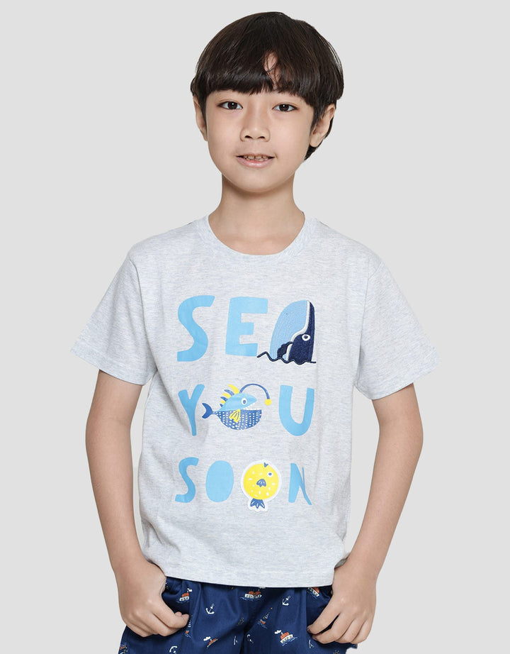 Little M Sea You Soon Boys Short Sleeve T-Shirt Application