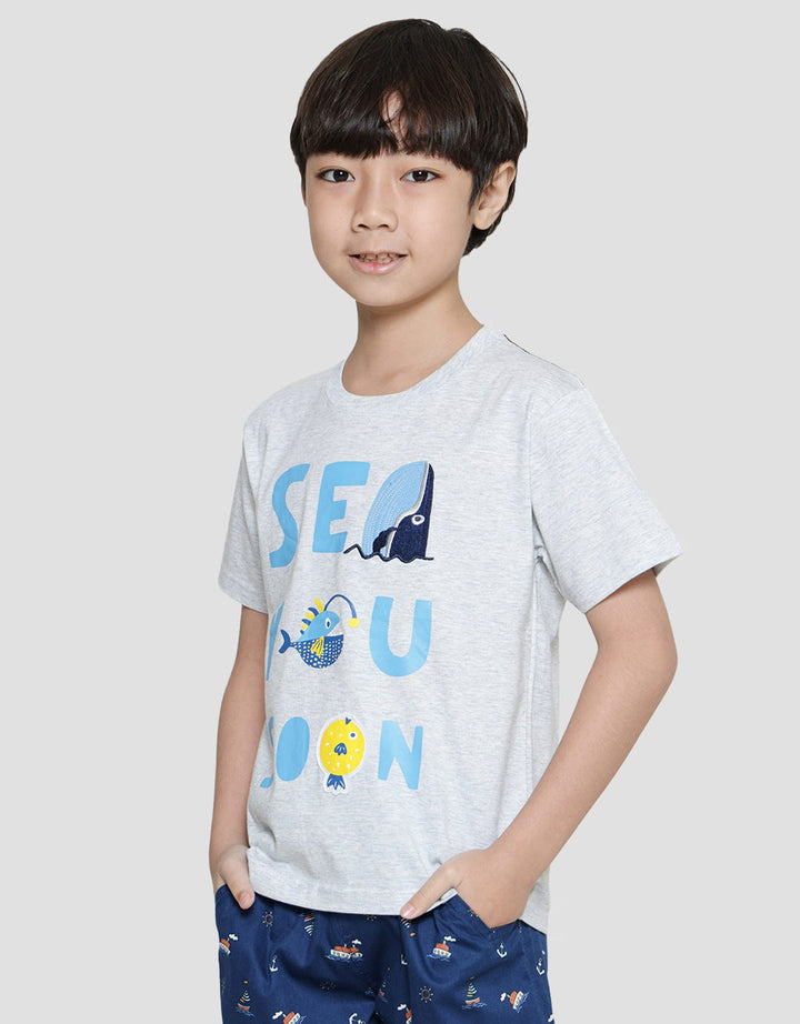 Little M Sea You Soon Boys Short Sleeve T-Shirt Application