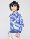 Little M Dino Print Stripe Boys Sweater