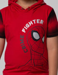 Marvel Short Sleeve T-Shirt Hoodie Spiderman Half Body Crime Fighter