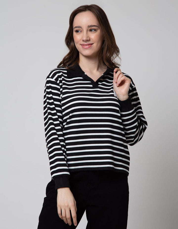 Nevada Sweatshirt Polo Neck Textured Fabric