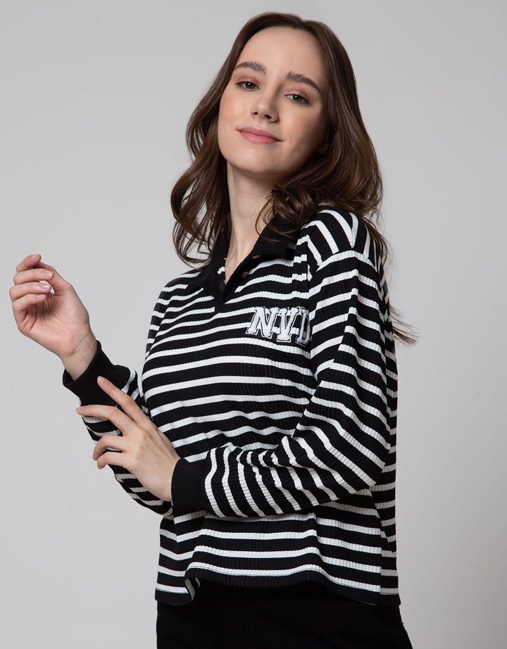 Nevada Sweatshirt Polo Neck Textured Fabric