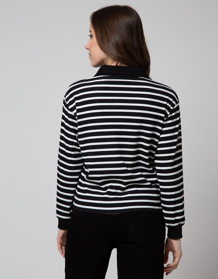 Nevada Sweatshirt Polo Neck Textured Fabric