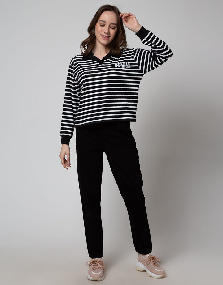 Nevada Sweatshirt Polo Neck Textured Fabric